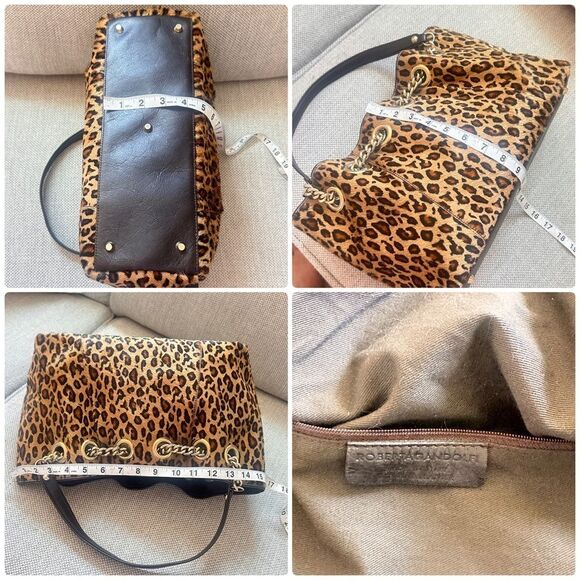 Roberta Gandolfi Leopard Print Genuine Leather Women's Bag with Chain Straps - Picture 14 of 16